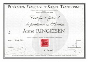 Certification Praticien shiatsu traditionnel Anne Ringeisen